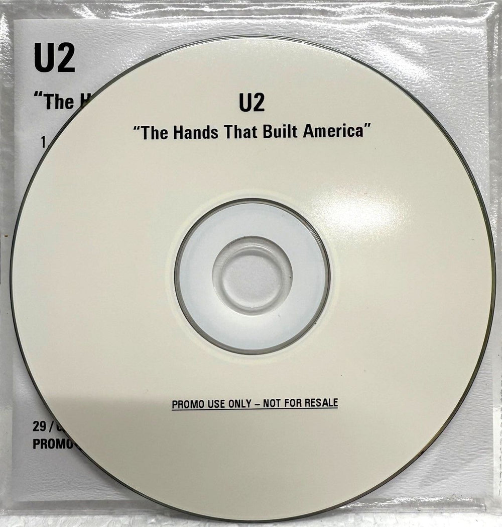 U2 The Hands That Built America | The Edit +2.5 Varispeed Mix UK Promo CD-R acetate U-2CRTH234322