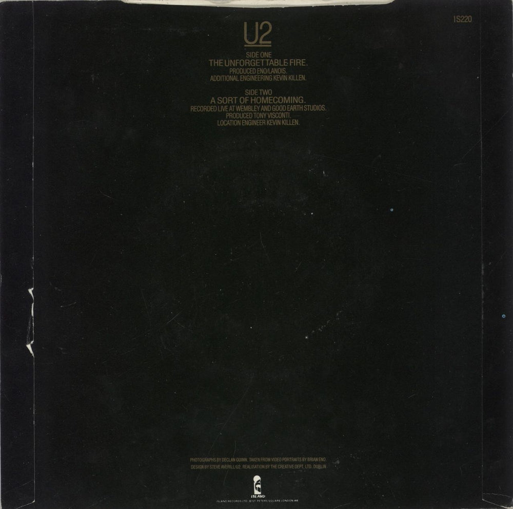 U2 The Unforgettable Fire - Solid UK 7" vinyl single (7 inch record / 45)