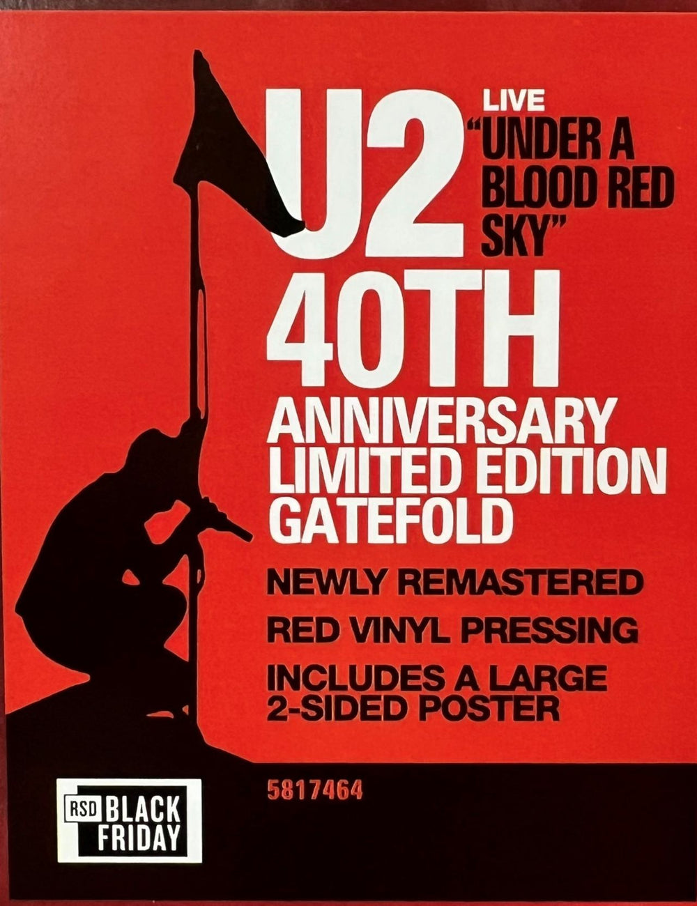 U2 Under A Blood Red Sky - RSD Black Friday 2023 - Red Vinyl 40th 