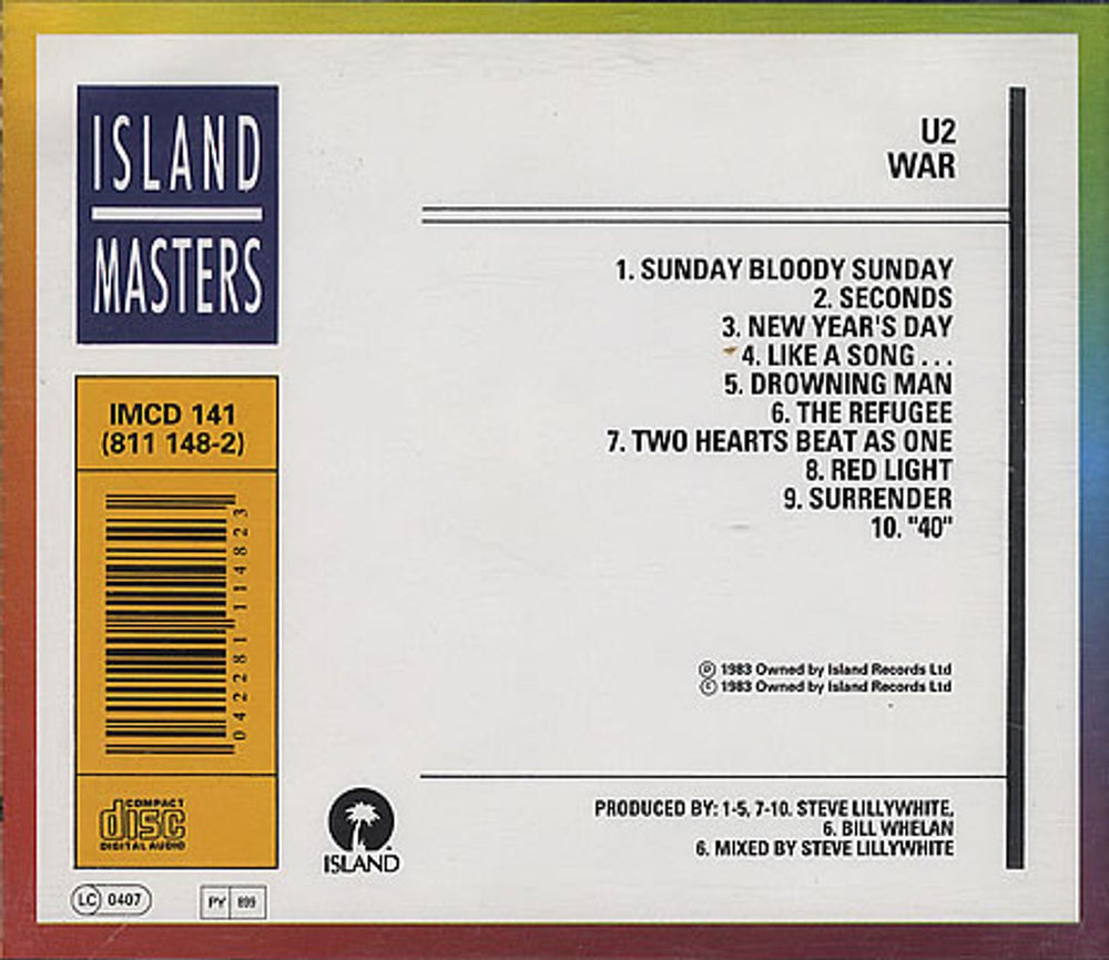 U2 War UK CD album (CDLP) U-2CDWA210996