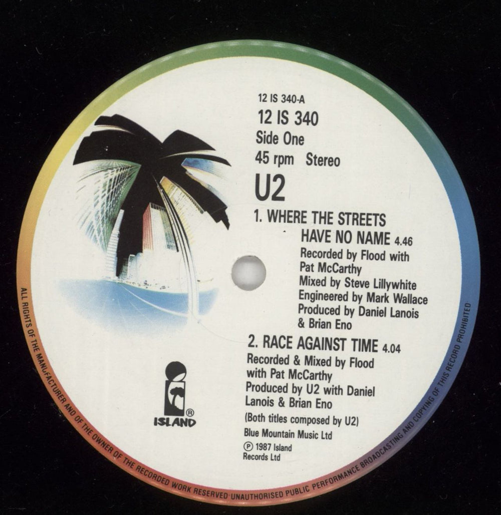 U2 Where The Streets Have No Name + p/s UK 12" vinyl single (12 inch record / Maxi-single) U-212WH356977