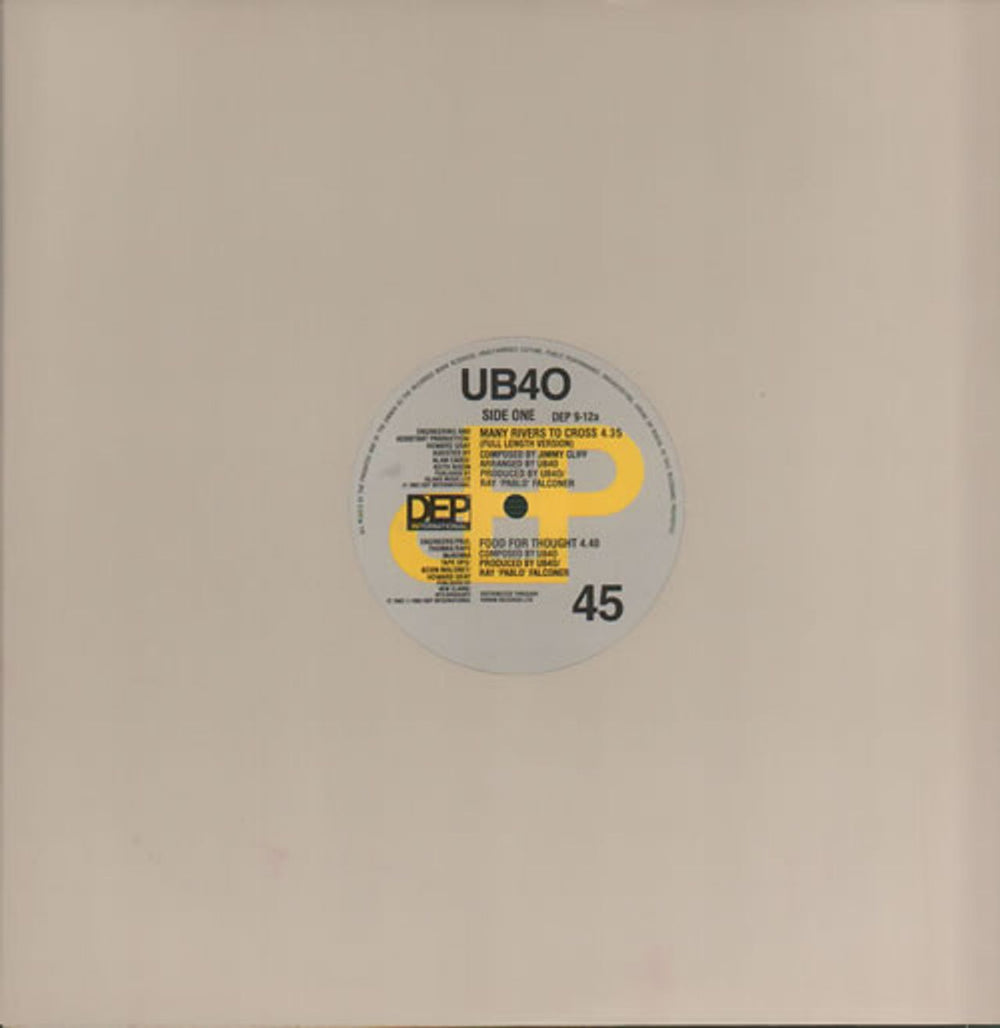 UB40 Many Rivers To Cross UK 12" vinyl single (12 inch record / Maxi-single) DEP9-12