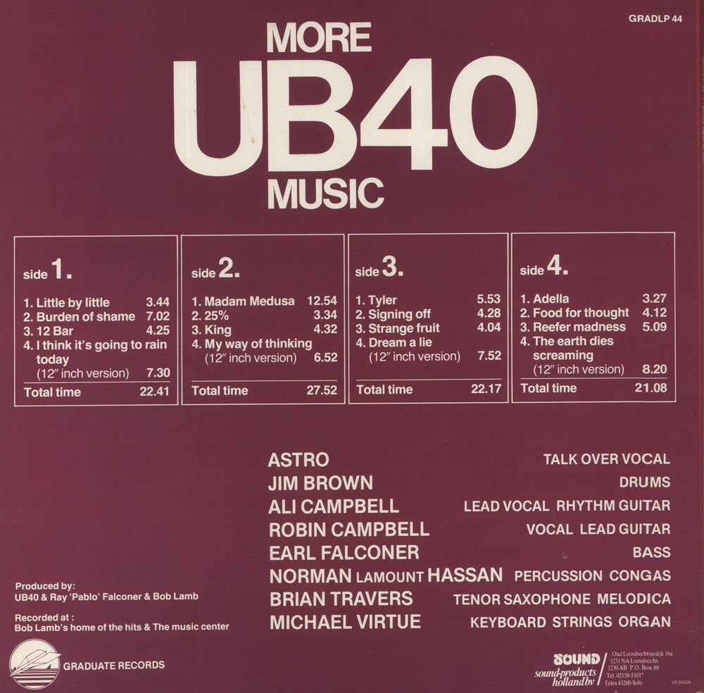 UB40 More UB40 Music Dutch 2-LP vinyl record set (Double LP Album)