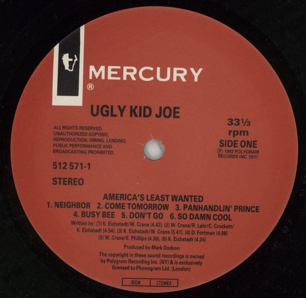 Ugly Kid Joe America's Least Wanted - Ex UK vinyl LP album (LP record) UKJLPAM719722