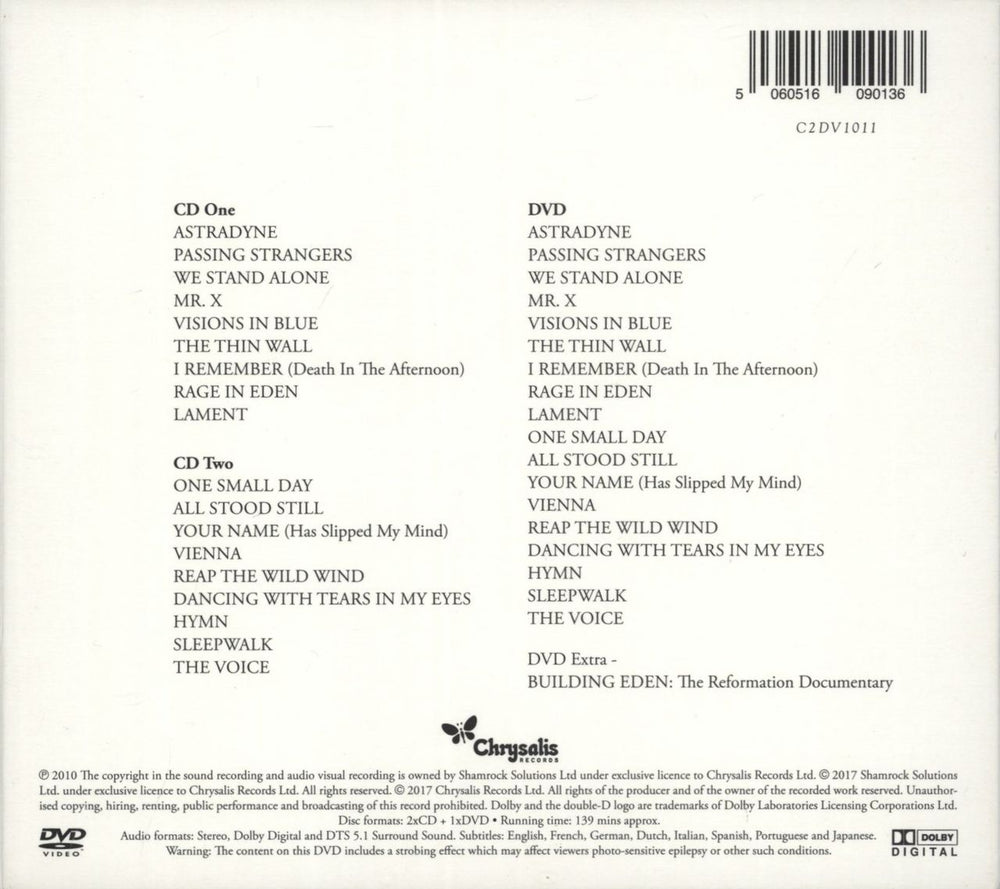 Ultravox Return To Eden - Live At The Roundhouse UK 3-disc CD/DVD