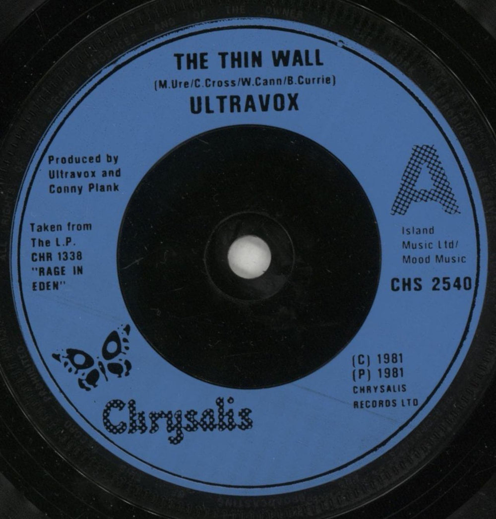 Ultravox The Thin Wall UK 7" vinyl single (7 inch record / 45) VOX07TH519204