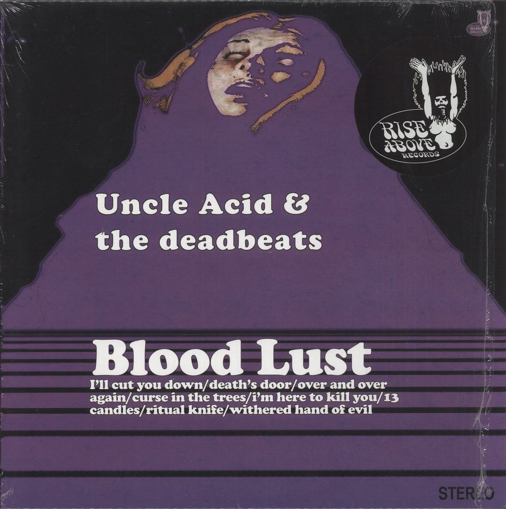 Uncle Acid & The Deadbeats Blood Lust - Clear With Purple, Black & White Splatter Vinyl UK vinyl LP album (LP record) RISELP139
