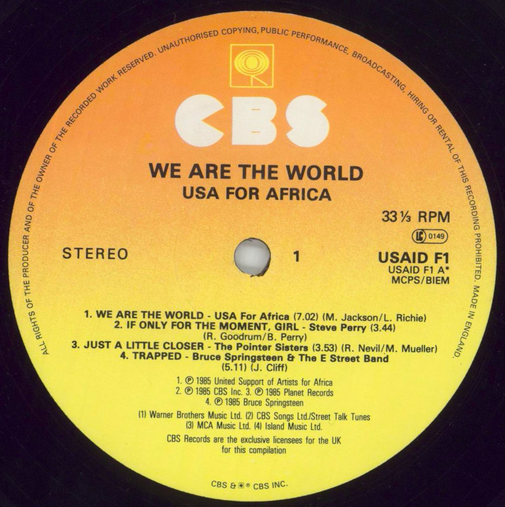 USA For Africa We Are The World + Insert UK vinyl LP album (LP record) UAFLPWE643861