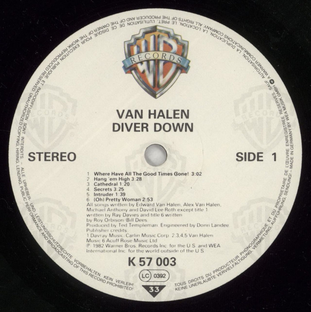 Van Halen Diver Down + inner German vinyl LP album (LP record) VNHLPDI363235
