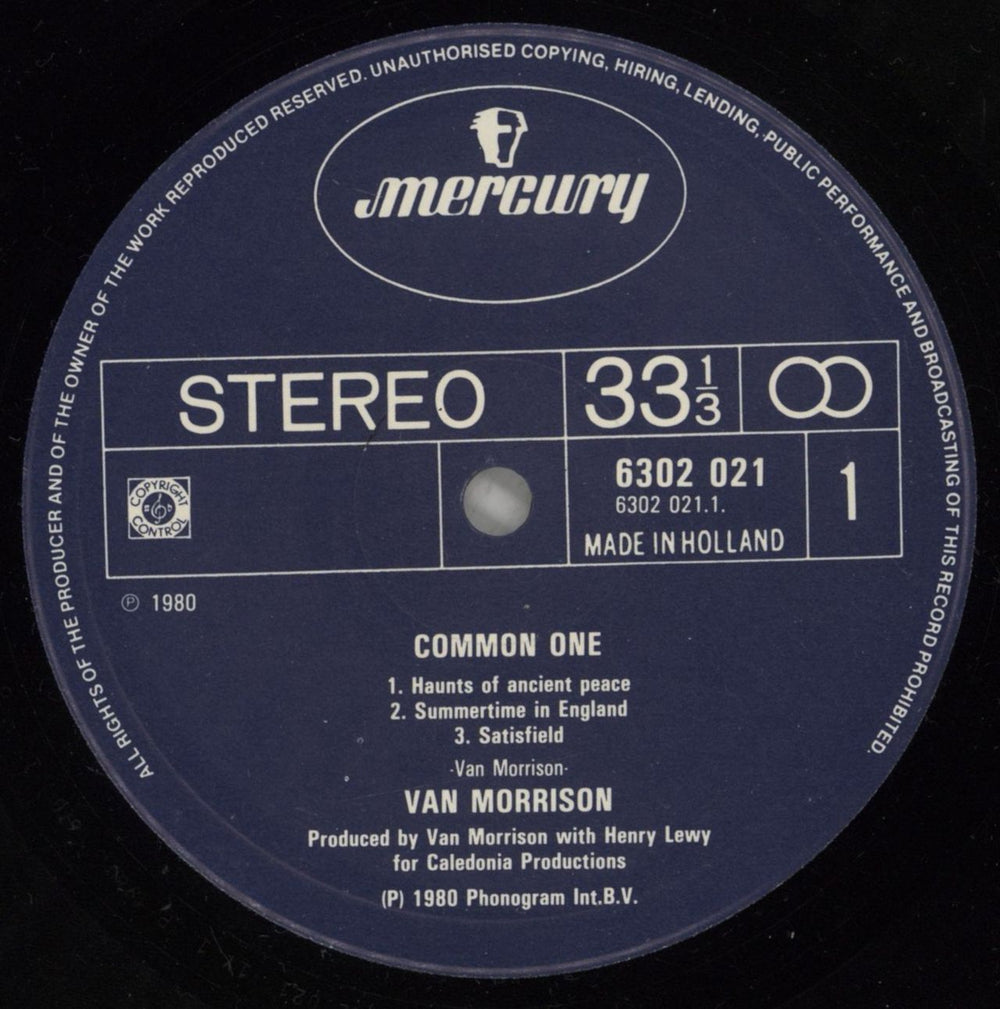 Van Morrison Common One Dutch vinyl LP album (LP record) VMOLPCO299997