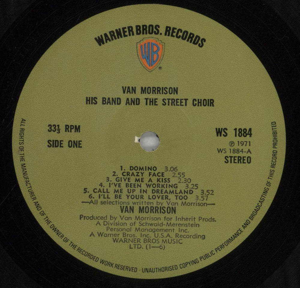 Van Morrison His Band And The Street Choir - 1st - EX UK vinyl LP album (LP record) VMOLPHI619003