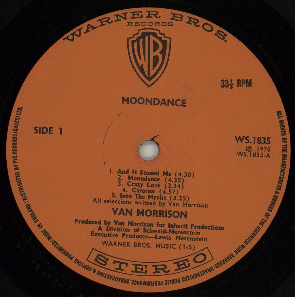 Van Morrison Moondance - 1st - EX UK vinyl LP album (LP record) VMOLPMO718890