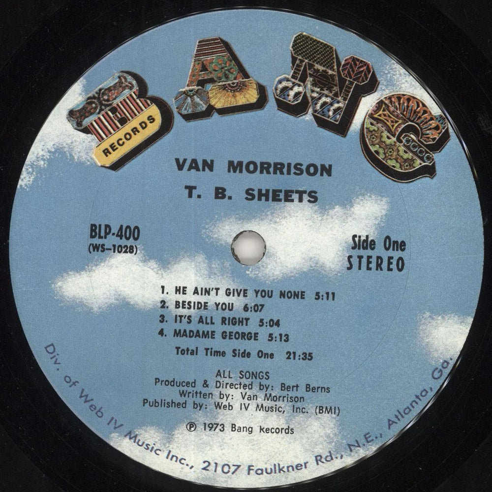 Van Morrison T.B. Sheets US vinyl LP album (LP record) VMOLPTB745610