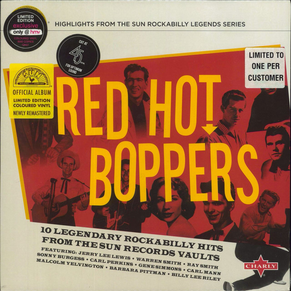 Various-50s/Rock & Roll/Rockabilly Red Hot Boppers - Red Vinyl - Sealed UK 10" vinyl single (10 inch record) SUNSCLP1295