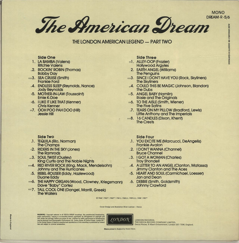 Various-50s/Rock & Roll/Rockabilly The American Dream - The London American Legend - Part 2 UK 2-LP vinyl record set (Double LP Album)