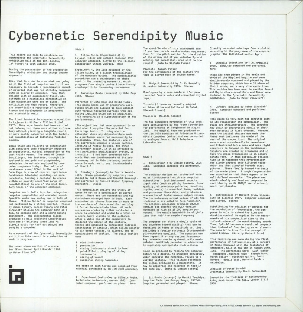 Various-Ambient & Electronica Cybernetic Serendipity Music UK vinyl LP album (LP record) 5055300384409