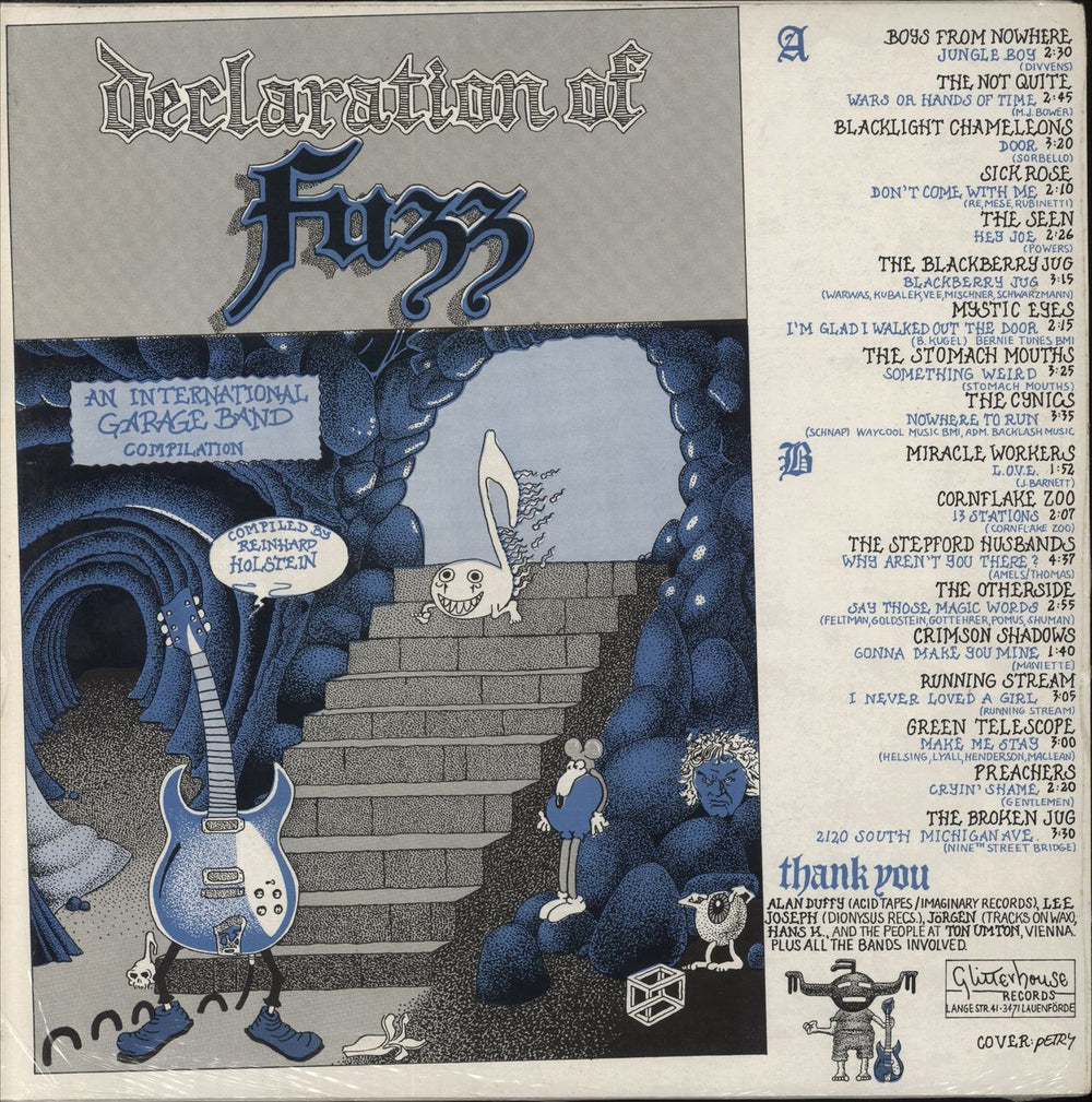 Various Artists Declaration Of Fuzz - Blue Cover - Shrink German vinyl LP album (LP record)