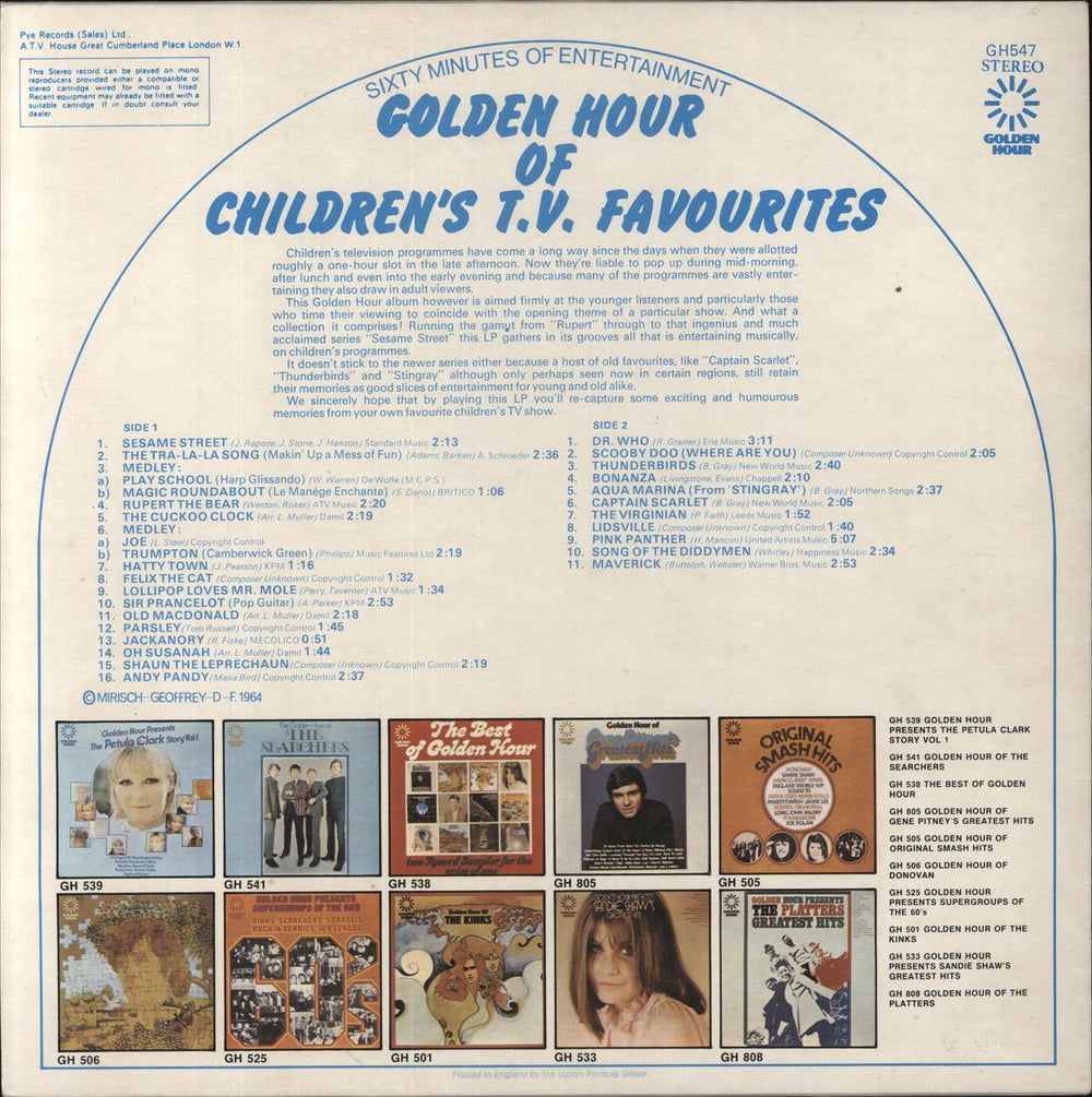 Various-Childrens Golden Hour of Children's T.V. Favourites UK vinyl LP album (LP record)