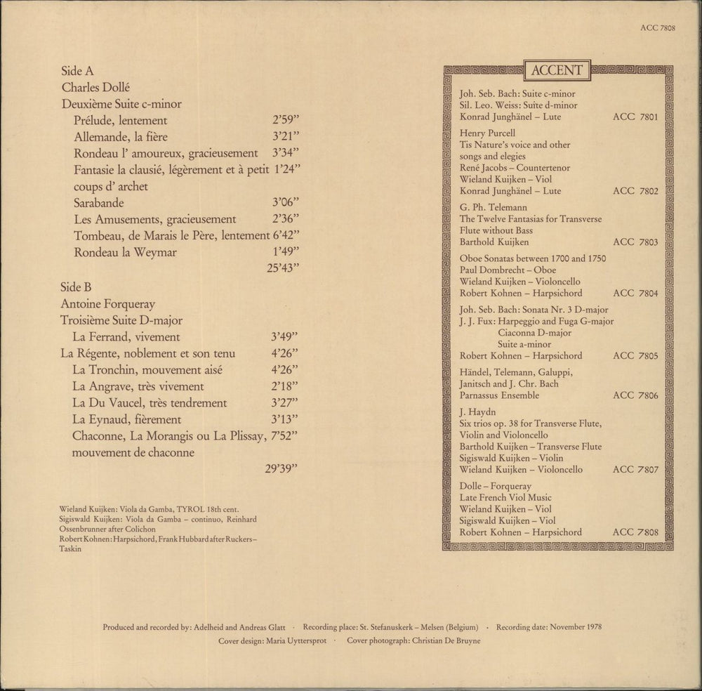 Various-Classical & Orchestral Late French Viol Music Belgian vinyl LP album (LP record)