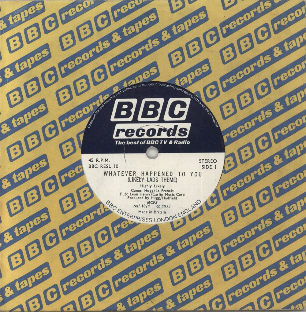 Various-Film, Radio, Theatre & TV Whatever Happened To You (The Likely Lads Theme) UK 7" vinyl single (7 inch record / 45) RESL10