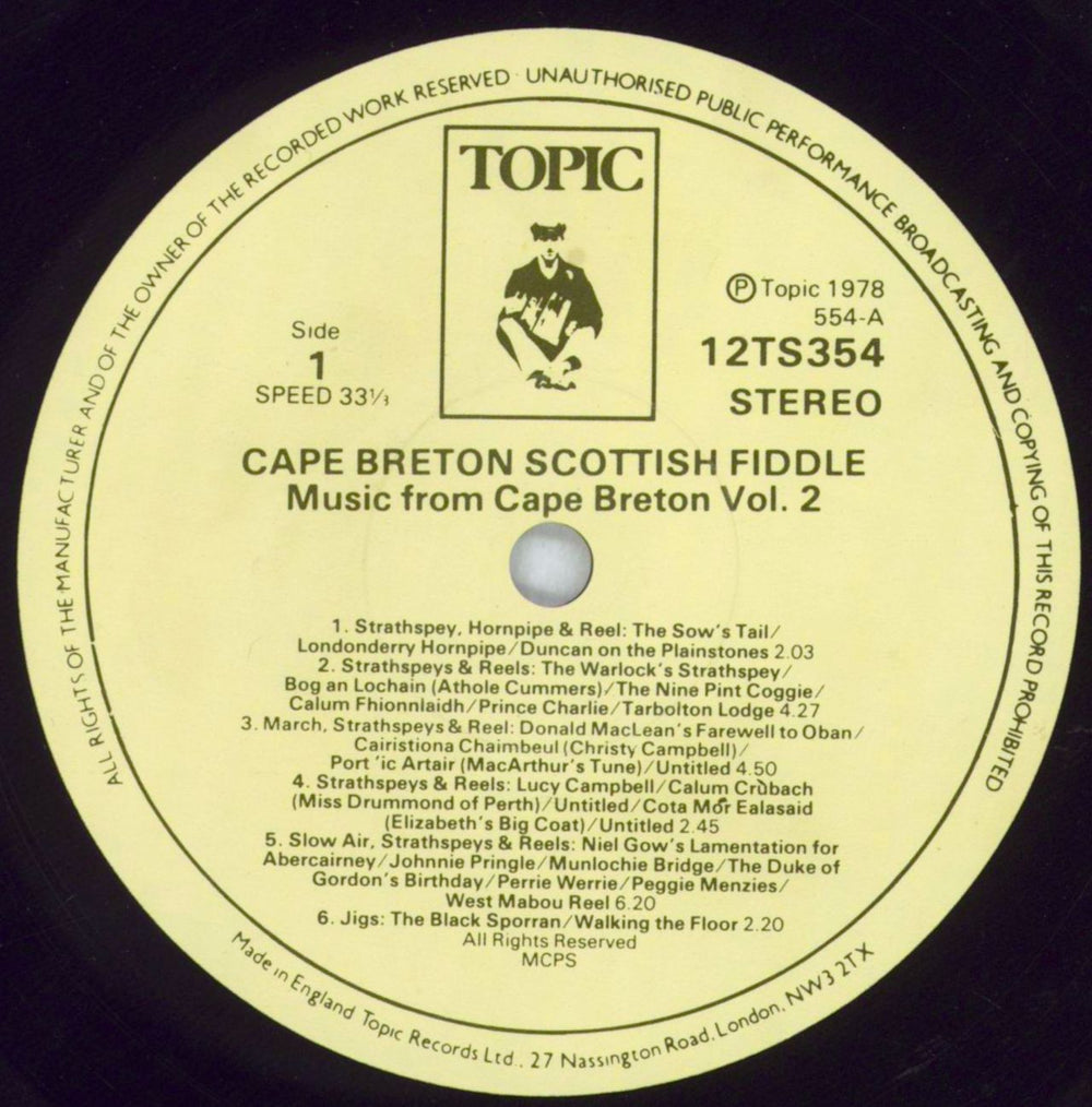 Various-Folk The Music Of Cape Breton - Volume 2 Cape Breton Scottish Fiddle UK vinyl LP album (LP record) V-FLPTH826832