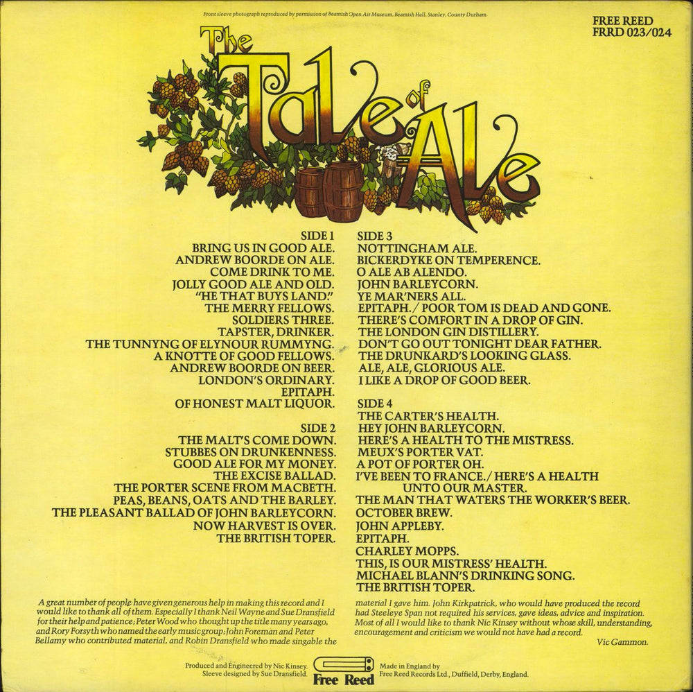 Various-Folk The Tale Of Ale + Booklet UK 2-LP vinyl record set (Double LP Album)