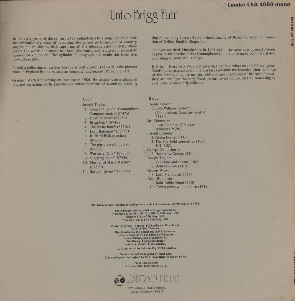 Various-Folk Unto Brigg Fair - EX UK vinyl LP album (LP record)