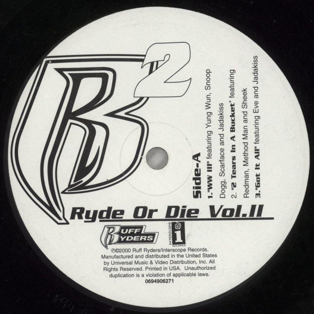 Various-Hip Hop & Rap Ryde Or Die Vol. II - Open Shrink US 2-LP vinyl record set (Double LP Album) VB62LRY868910
