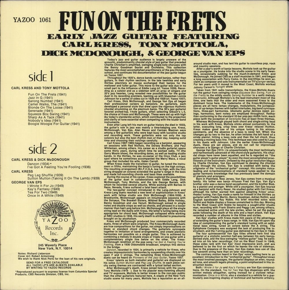 Various-Jazz Fun On The Frets - Early Jazz Guitar US vinyl LP album (LP record)