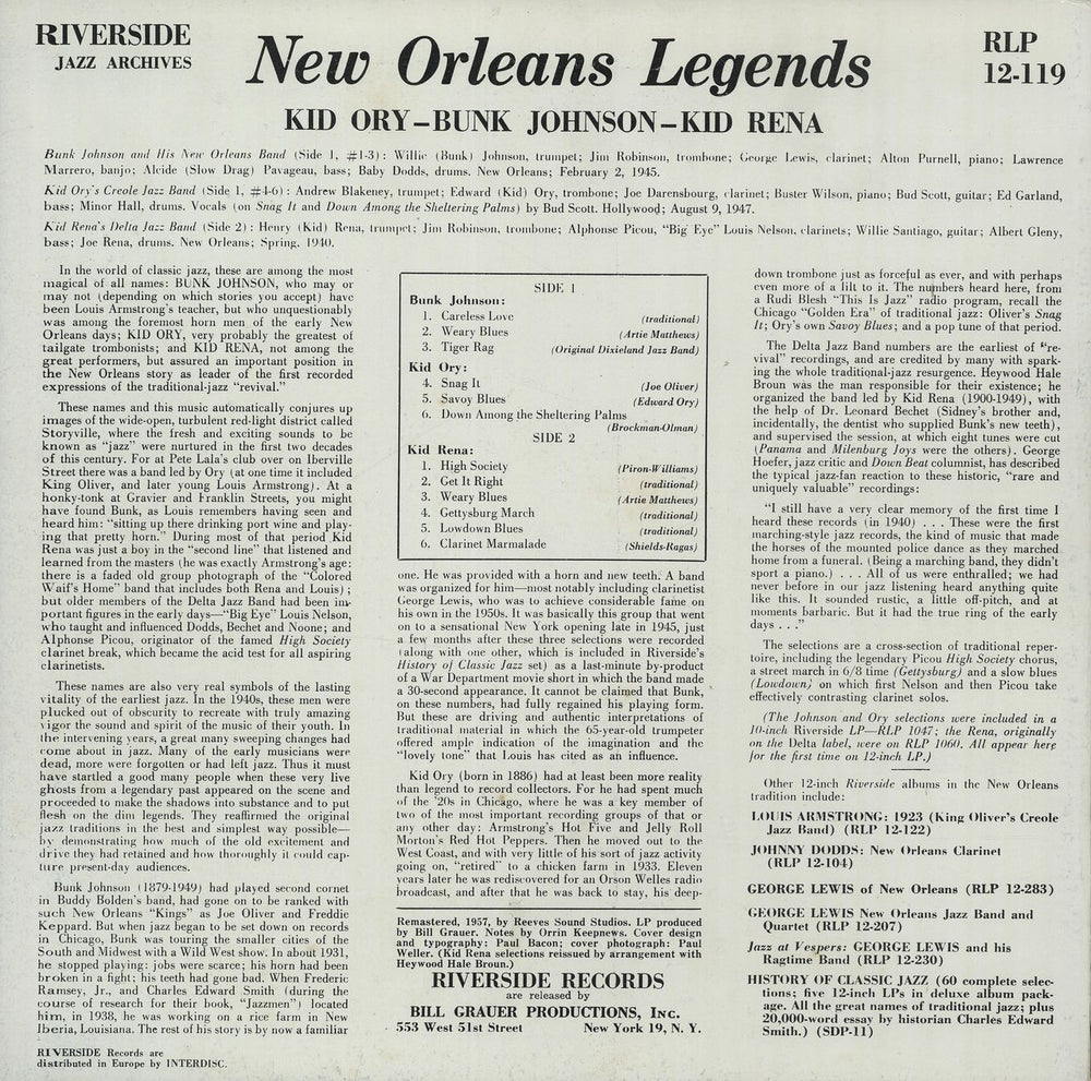 Various-Jazz New Orleans Legends UK vinyl LP album (LP record) V-JLPNE650039