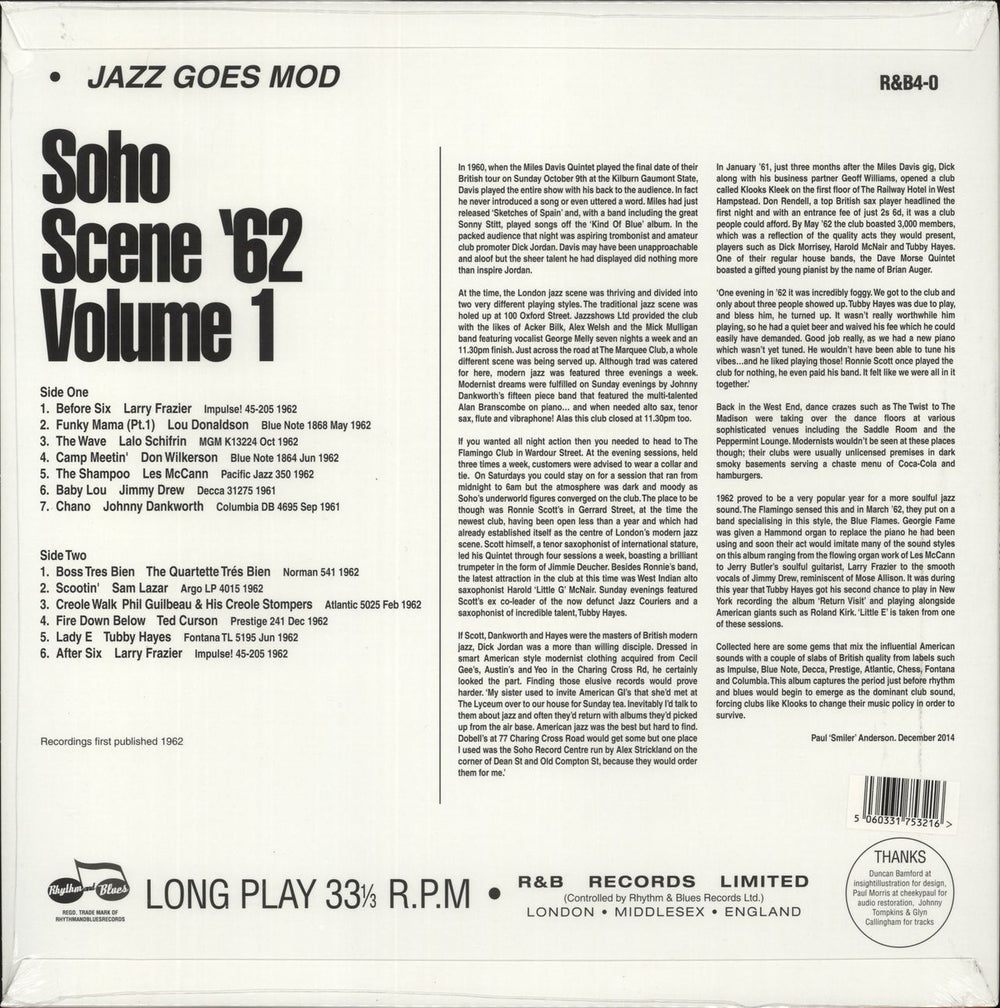 Various-Jazz Soho Scene '62 Jazz Goes Mod - Orange Vinyl - Sealed UK vinyl LP album (LP record) 5060331753216