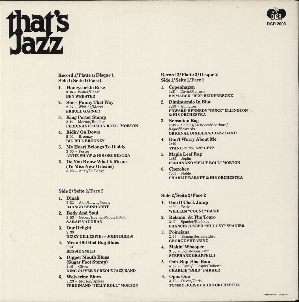 Various-Jazz That's Jazz Dutch 2-LP vinyl record set (Double LP Album) '1981