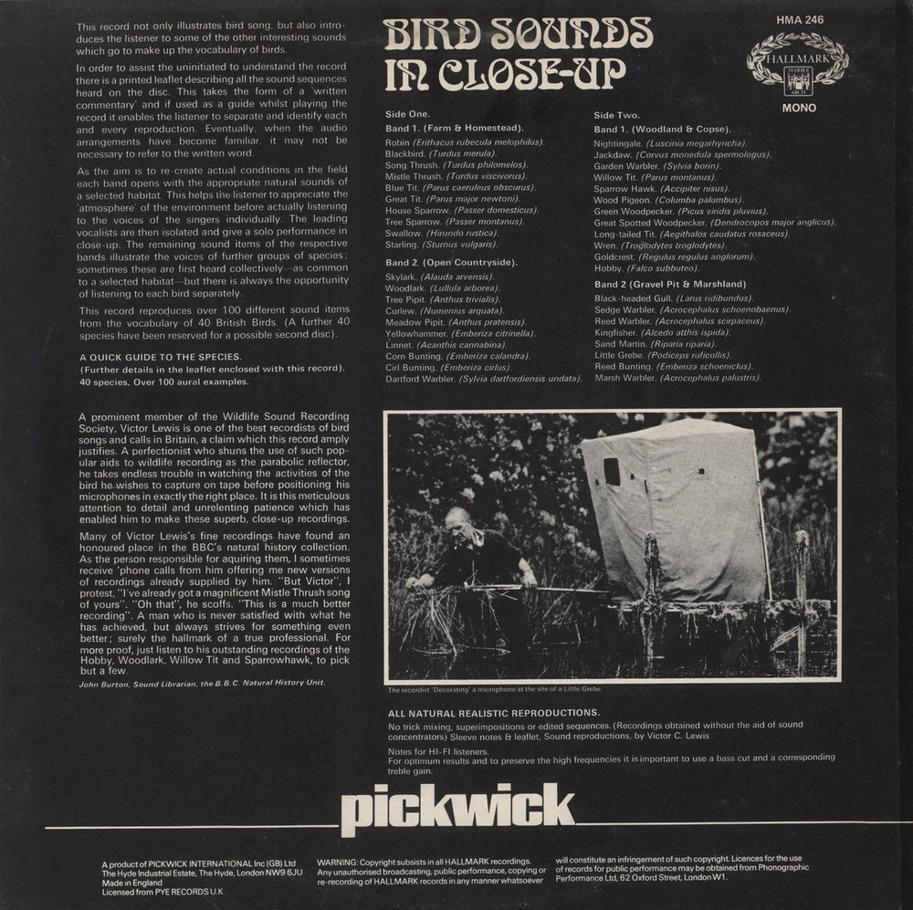 Various-Nature, Birds, Whales & Wildlife Bird Sounds In Close-Up UK vinyl LP album (LP record)