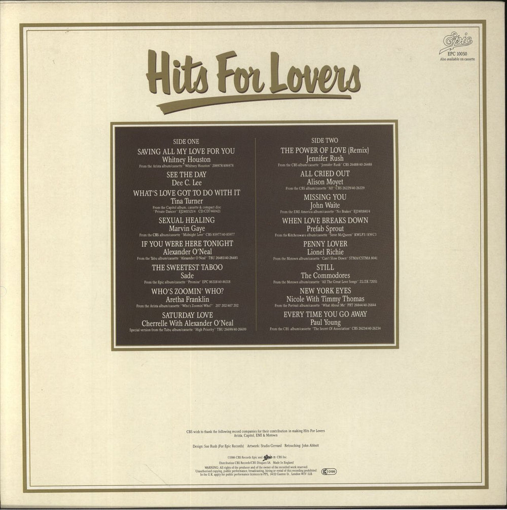 Various-Pop Hits For Lovers UK vinyl LP album (LP record)