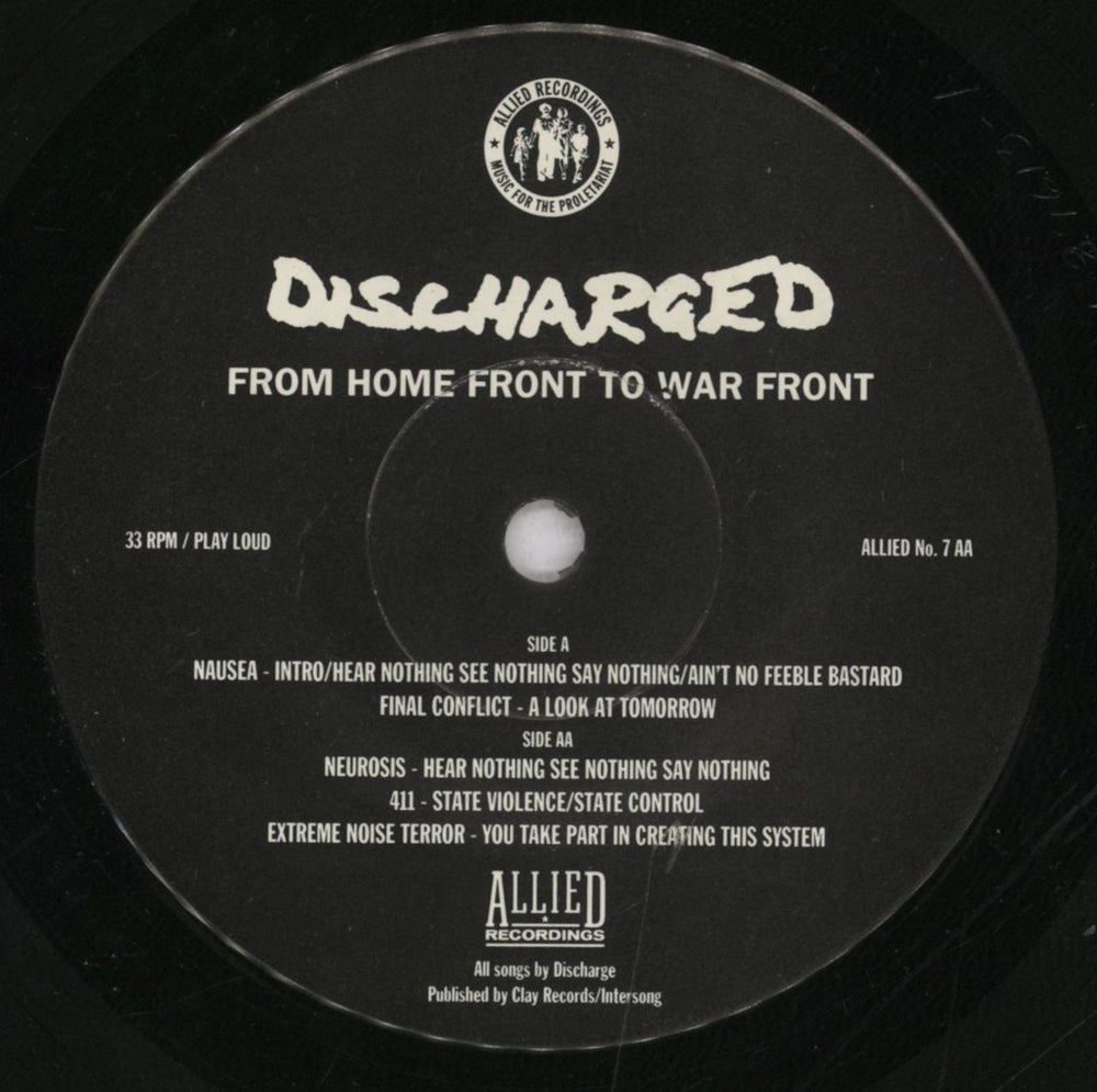 Various-Punk & New Wave Discharged - From Home Front To War Front US 7" vinyl single (7 inch record / 45) PVA07DI837393