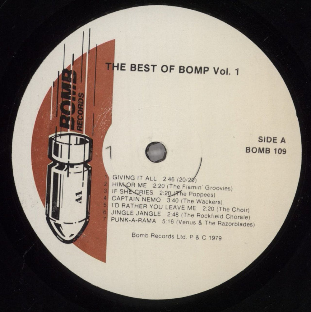 Various-Punk & New Wave The Best Of Bomp - Volume One Canadian vinyl LP album (LP record) PVALPTH834264