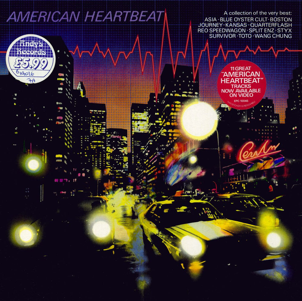 Various-Rock & Metal American Heartbeat - Stickered Sleeve UK vinyl LP album (LP record) EPC10045