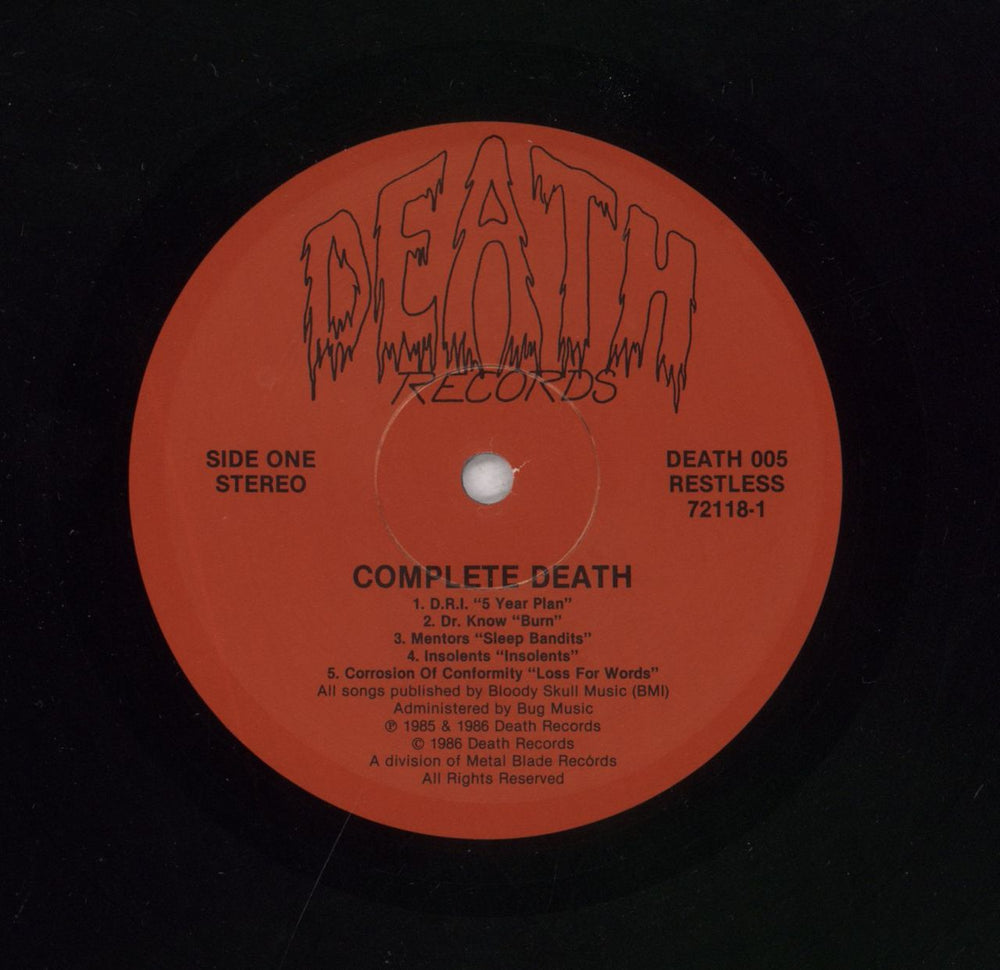 Various-Rock & Metal Complete Death US vinyl LP album (LP record) 018777211819