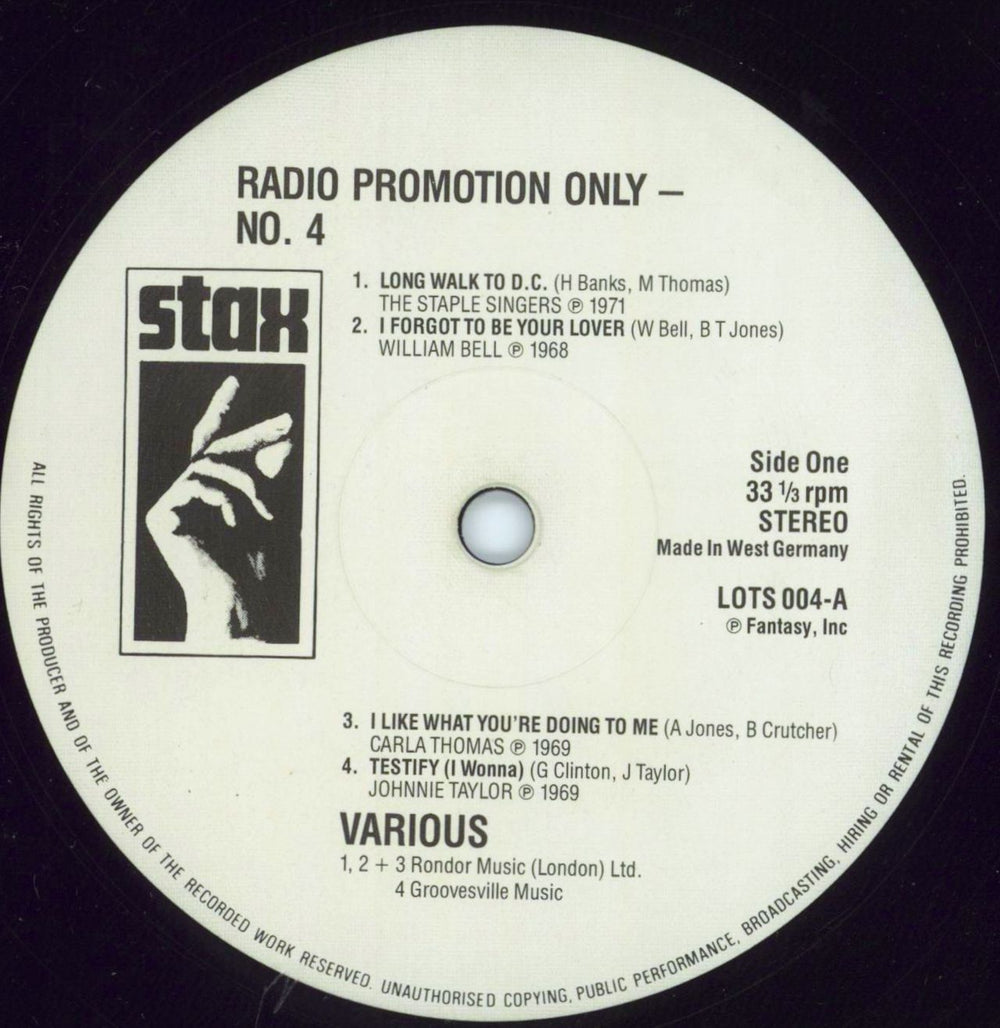 Various-Soul & Funk For Radio Promotion Only - No. 4 German Promo 12" vinyl single (12 inch record / Maxi-single) LOTS004