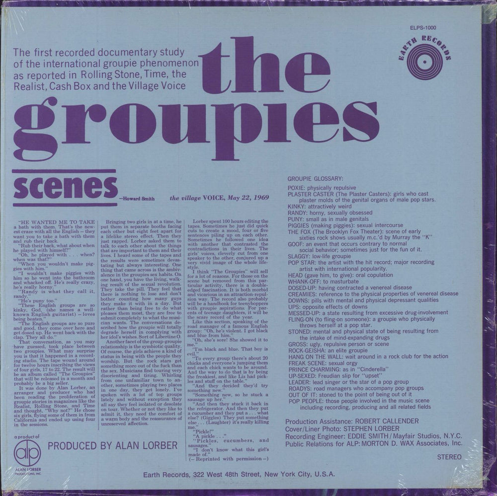 Various-Spoken Word & Poetry The Groupies + Shrink US vinyl LP album (LP record)