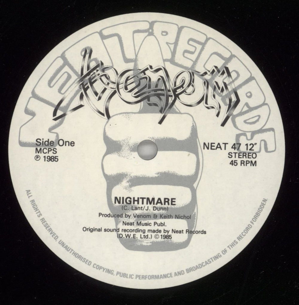Venom Nightmare - Withdrawn sleeve UK 12" vinyl single (12 inch record / Maxi-single) VNM12NI799144