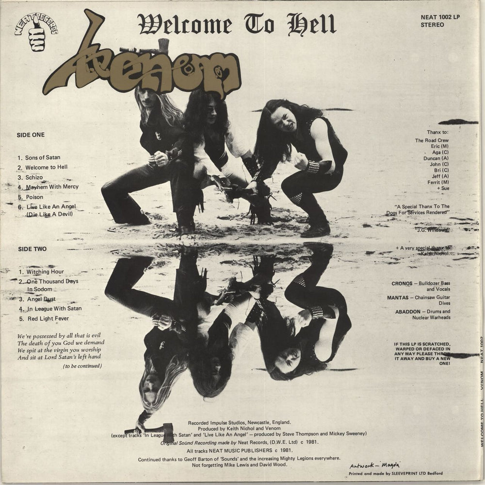 Venom Welcome To Hell - EX UK vinyl LP album (LP record)
