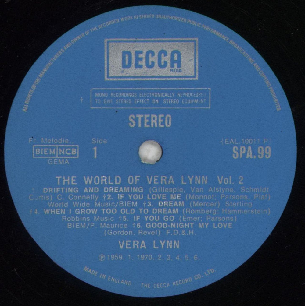 Vera Lynn The World Of Vera Lynn Vol. 2 UK vinyl LP album (LP record) VRNLPTH795133