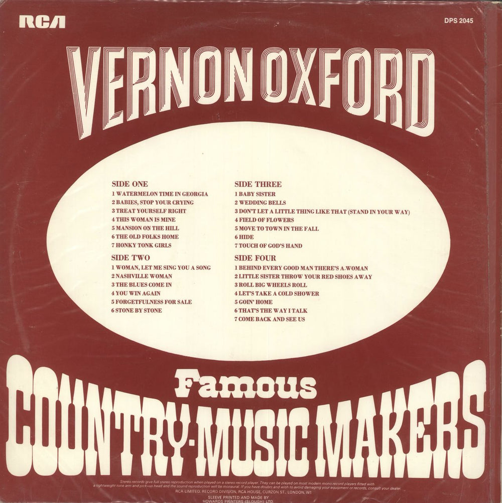 Vernon Oxford Famous Country-Music Makers UK 2-LP vinyl record set (Double LP Album)