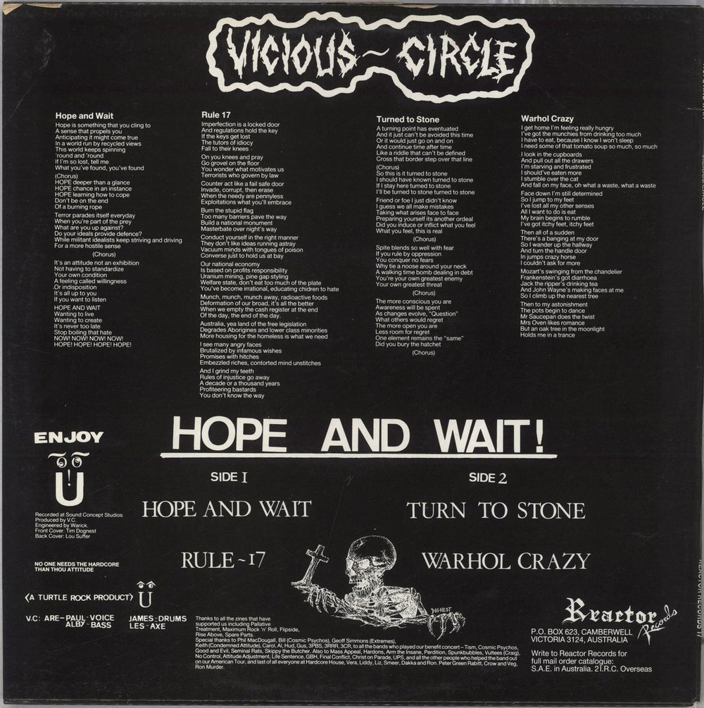 Vicious Circle Hope And Wait Australian 12" vinyl single (12 inch record / Maxi-single)