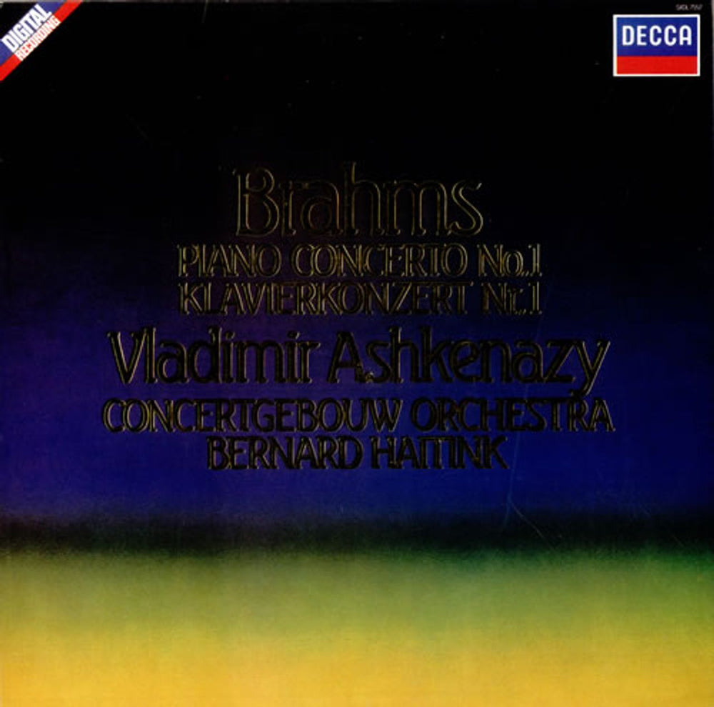 Vladimir Ashkenazy Brahms: Piano Concerto No. 1 UK vinyl LP album (LP record) SXDL7552