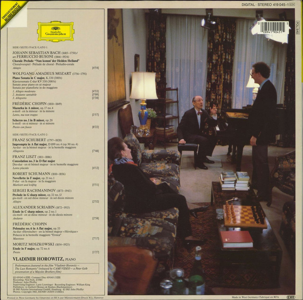 Vladimir Horowitz Horowitz German vinyl LP album (LP record) 028941904515