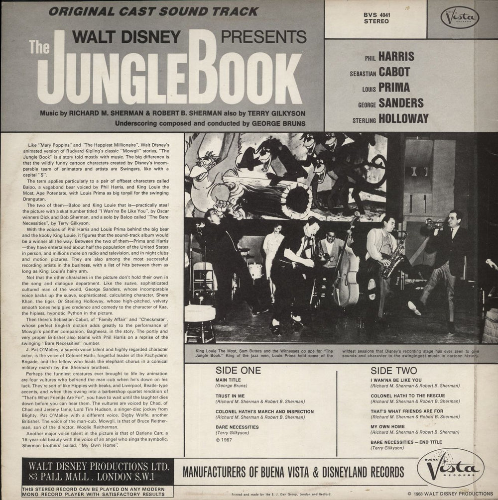 Walt Disney Presents The Jungle Book UK vinyl LP album (LP record)