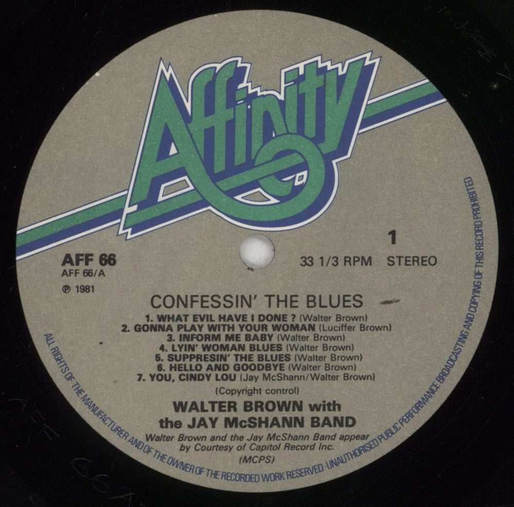 Walter Brown Confessin' The Blues UK vinyl LP album (LP record) 5WBLPCO492855