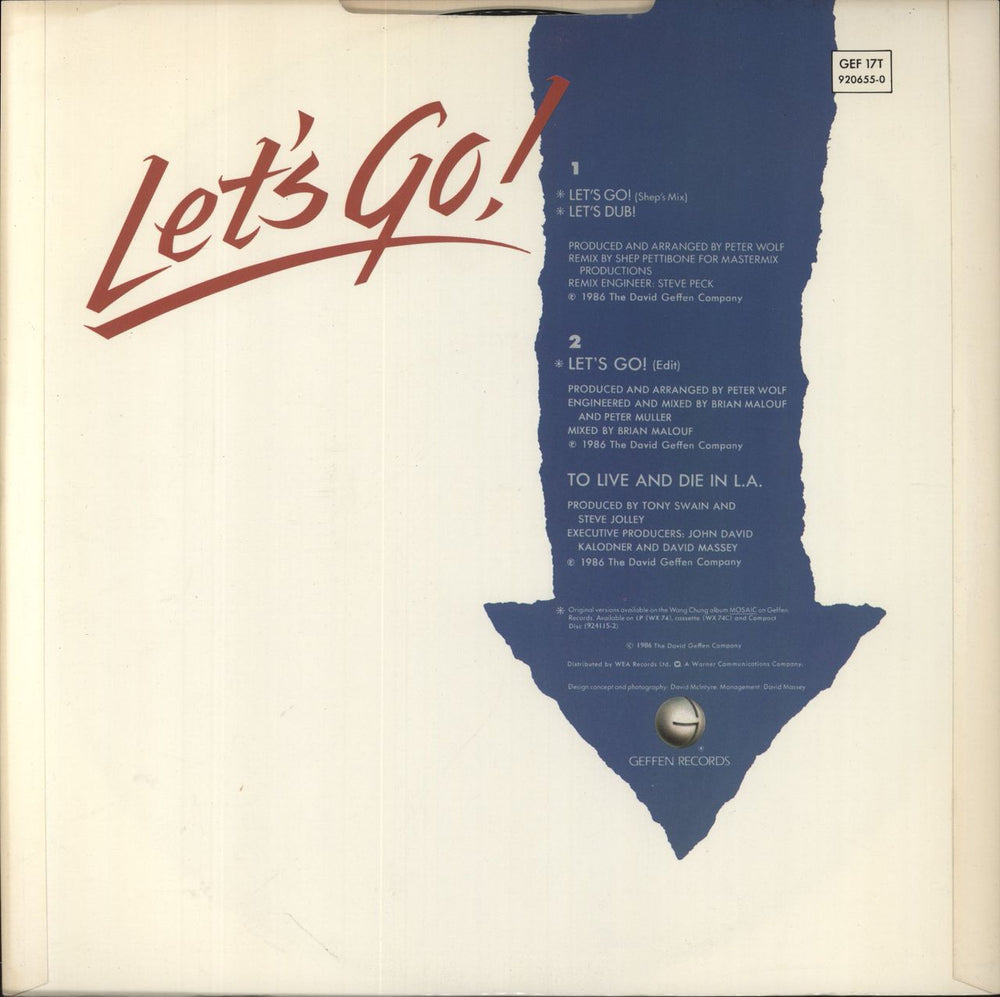 Wang Chung Let's Go ! UK 12" vinyl single (12 inch record / Maxi-single)